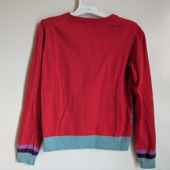 Mini Boden Floral Red Sweater Cardigan Flowers 9-10Y - Picture 9 of 12